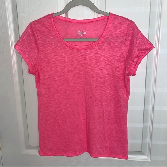 Justice Neon Pink Solid Tee - Picture 1 of 3